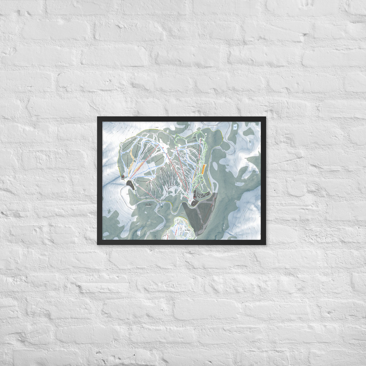 Mt Rose, Nevada Ski Resort Map Framed Matte Paper Print