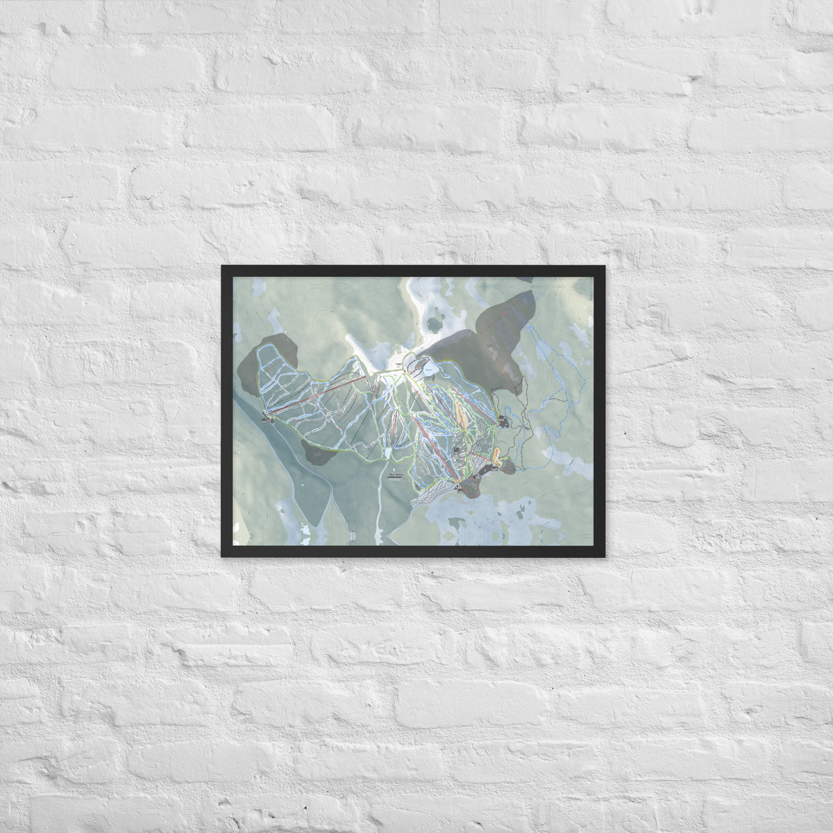 Big White, British Columbia Ski Resort Map Framed Matte Paper Print