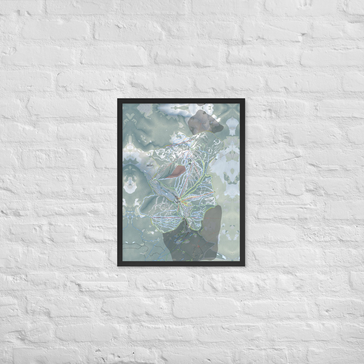 Sun Peaks, British Columbia Ski Resort Map Framed Matte Paper Print