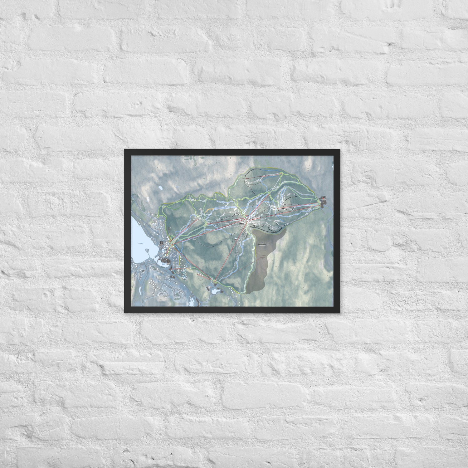 Tremblant, Quebec Ski Resort Map Framed Matte Paper Print