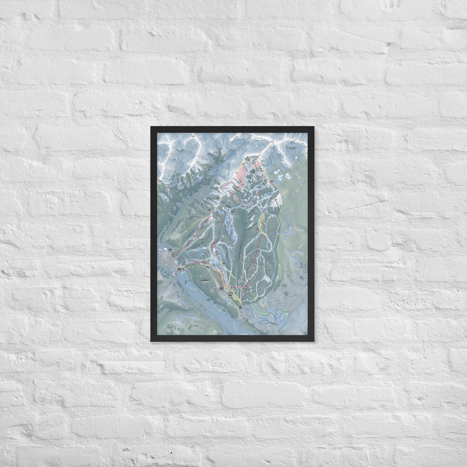 Telluride, Colorado Ski Resort Map Framed Matte Paper Print