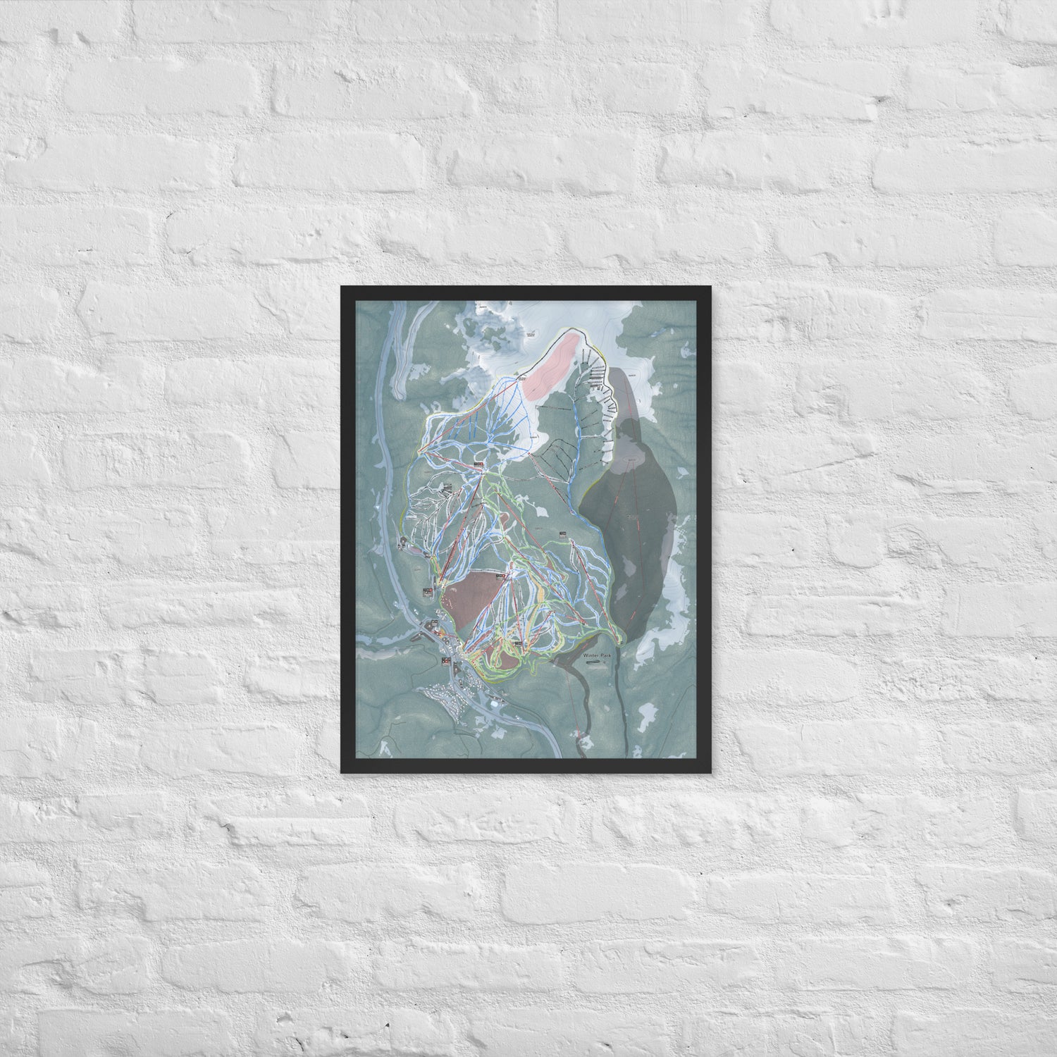 Winter Park, Colorado Ski Resort Map Framed Matte Paper Print