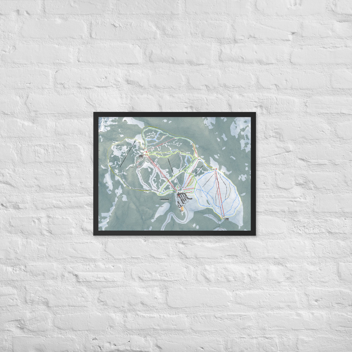Sierra At Tahoe, California Ski Resort Map Framed Matte Paper Print