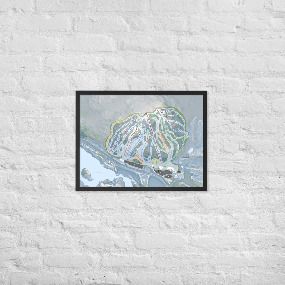 Giants Ridge, Minnesota Ski Resort Map Framed Matte Paper Print