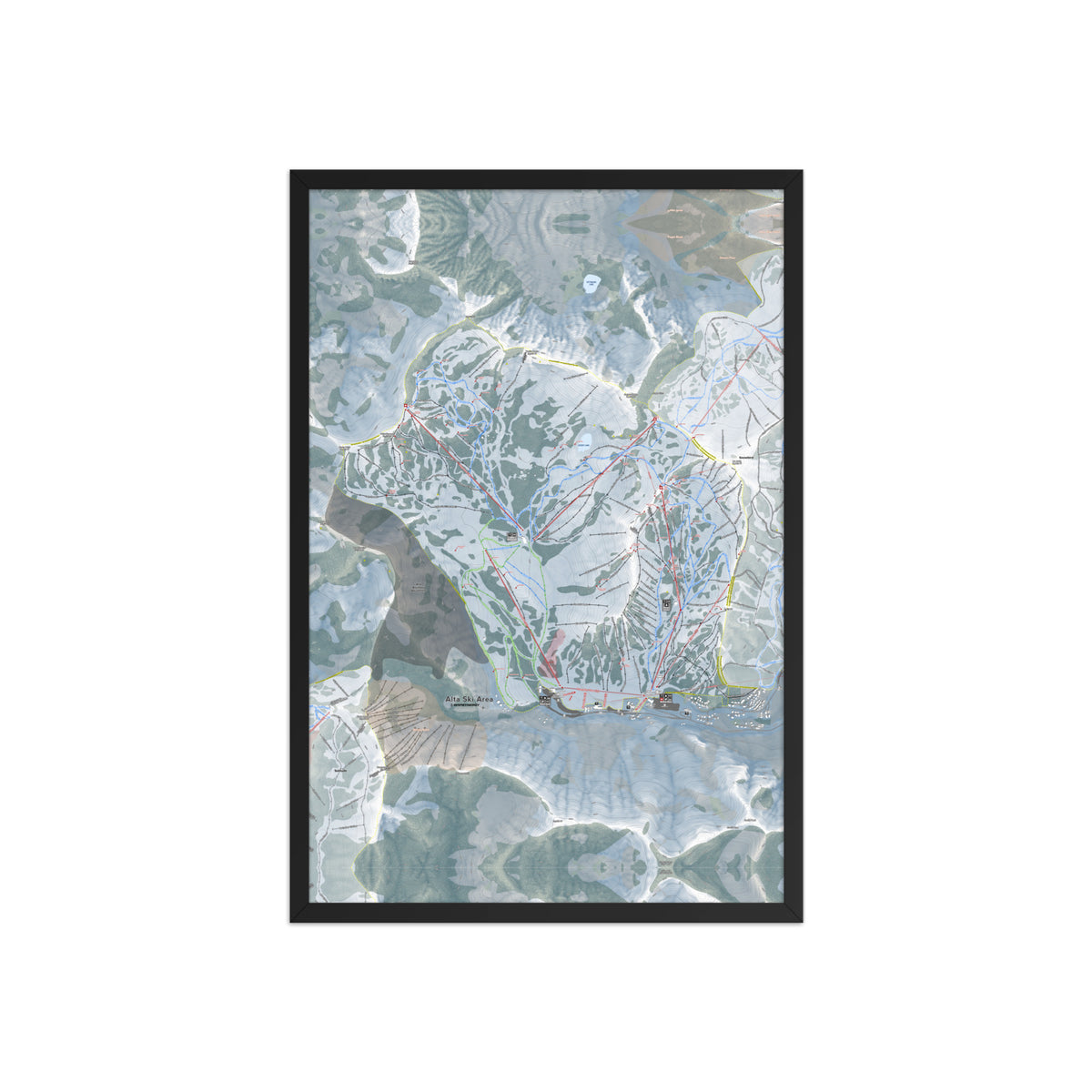 Alta, Utah Ski Resort Map Framed Matte Paper Print