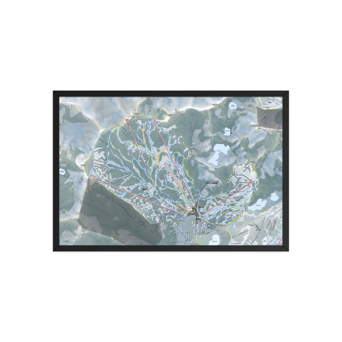 Brighton, Utah Ski Resort Map Framed Matte Paper Print