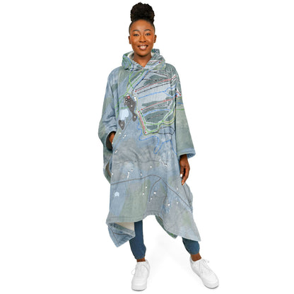 Titcomb Mountain, Maine Ski Resort Map Flannel Blanket Poncho