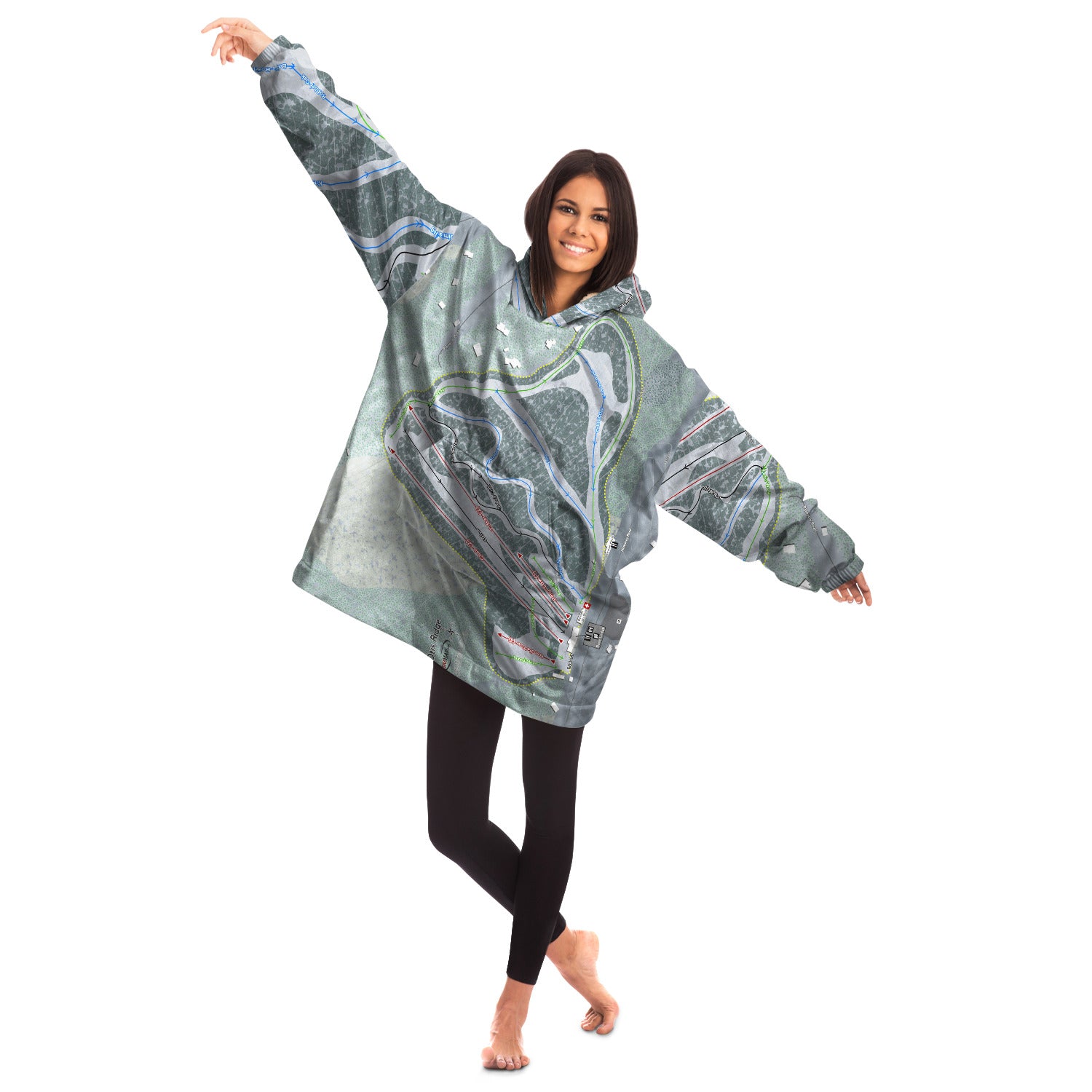 Otis Ridge, Massachusetts Ski Trail Map Snug Hoodie