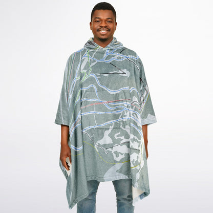 Lost Trail, Montana Ski Resort Map Flannel Blanket Poncho