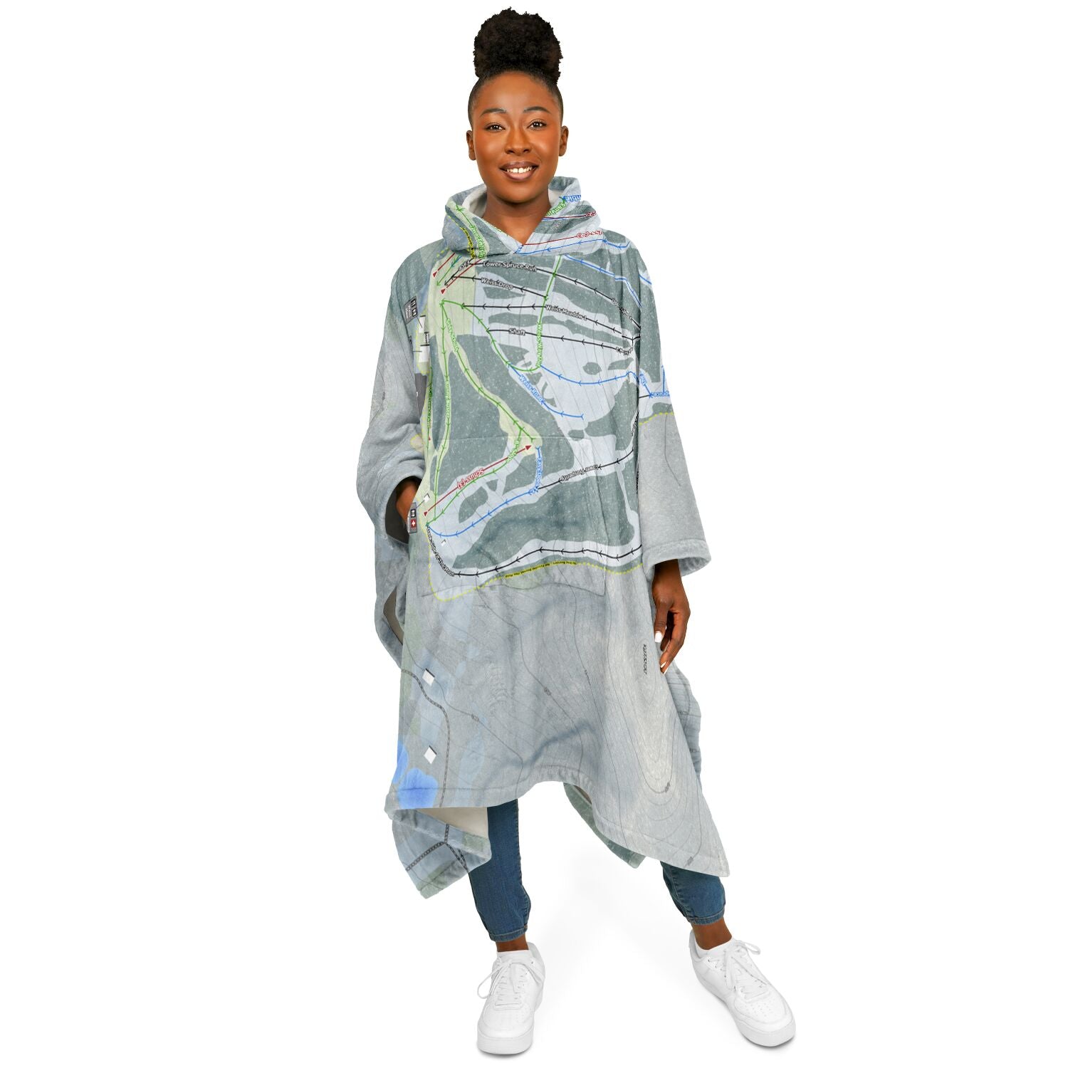 Canaan Valley, West Virginia Ski Resort Map Flannel Blanket Poncho