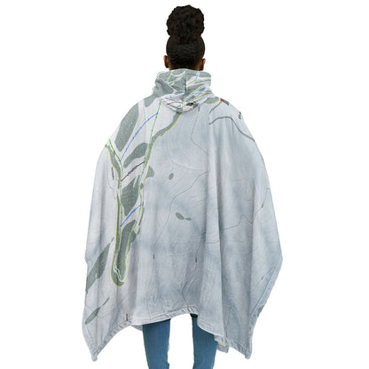 Bald Mountain, Idaho Ski Resort Map Flannel Blanket Poncho