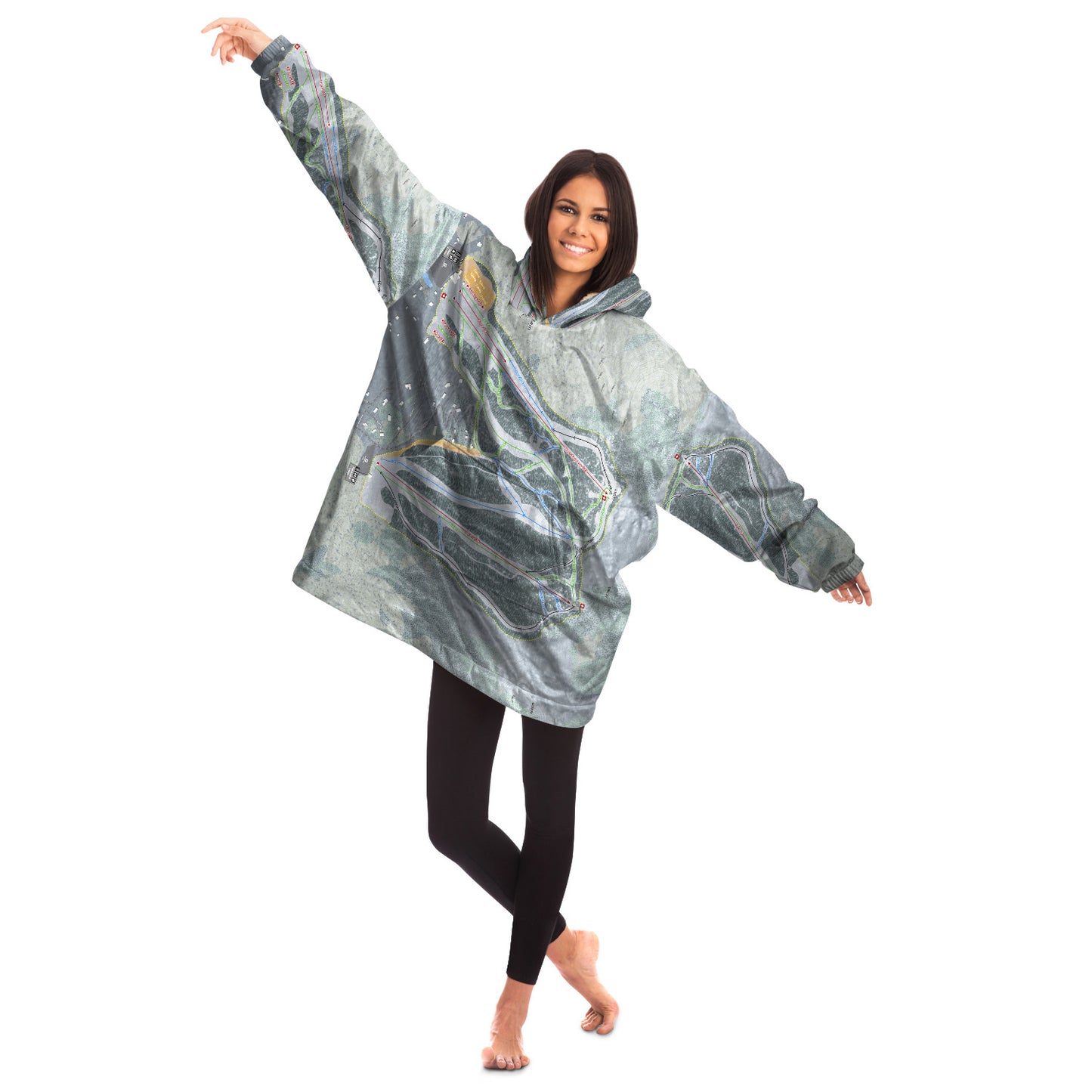 West Mountain, New York Ski Trail Map Snug Hoodie