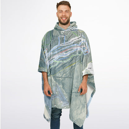 Camden Snow Bowl, Maine Ski Resort Map Flannel Blanket Poncho