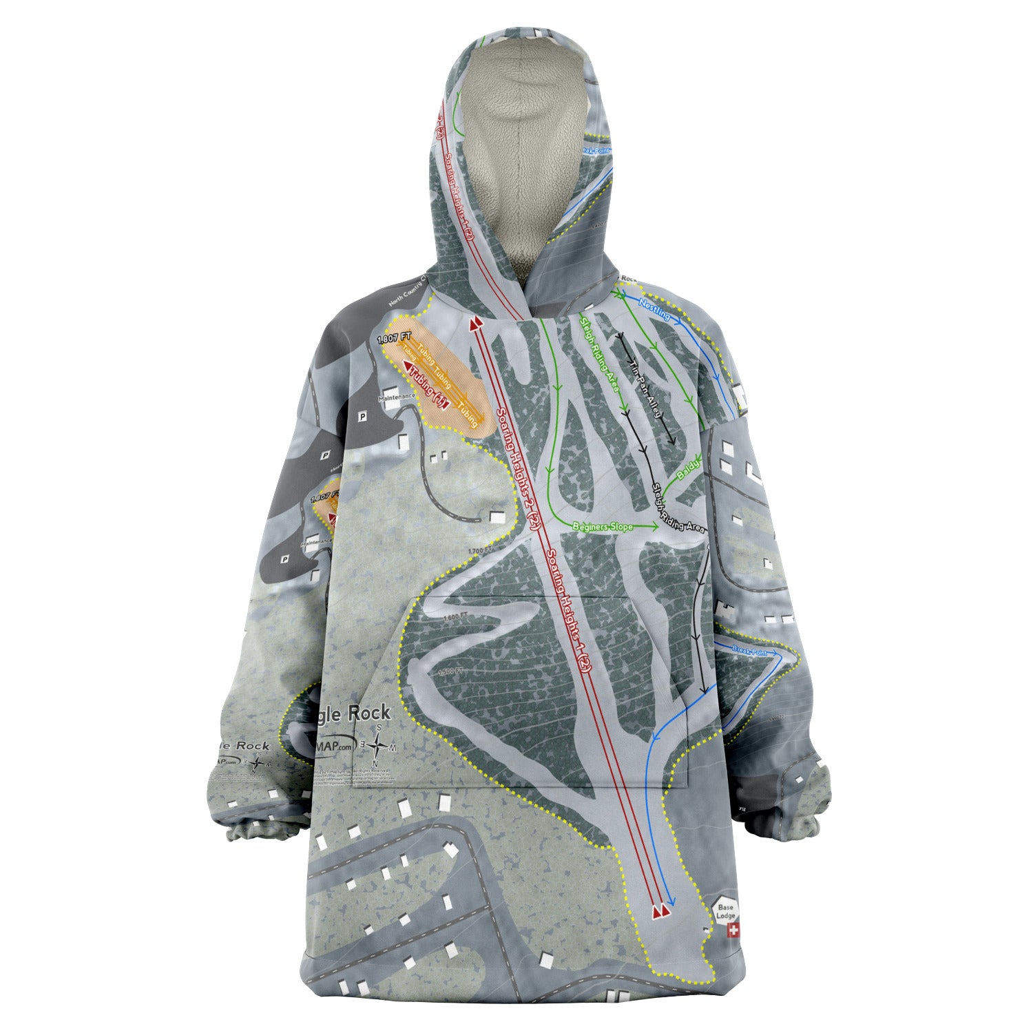 Eagle Rock, Pennsylvania Ski Trail Map Snug Hoodie