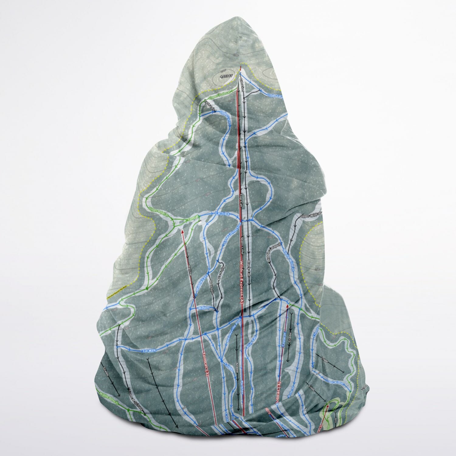 Wildcat Mountain, New Hampshire Ski Trail Map - Youth Hooded Blanket