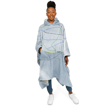 Blizzard Mountain, Idaho Ski Resort Map Flannel Blanket Poncho