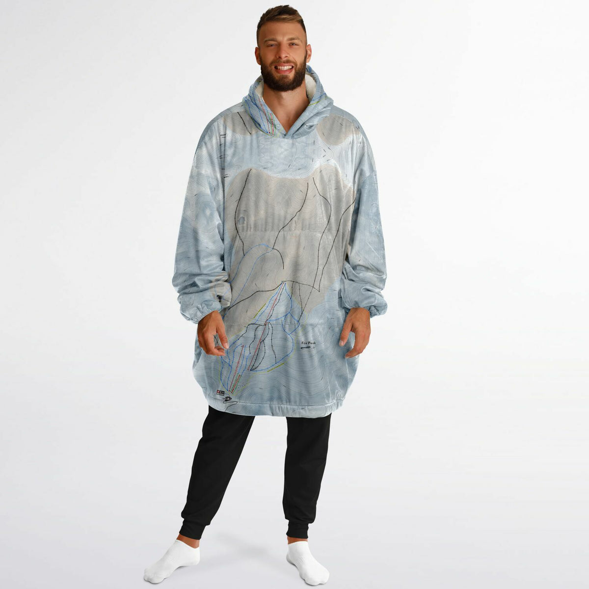 Fox Peak, New Zealand Ski Trail Map - Snug Hoodie