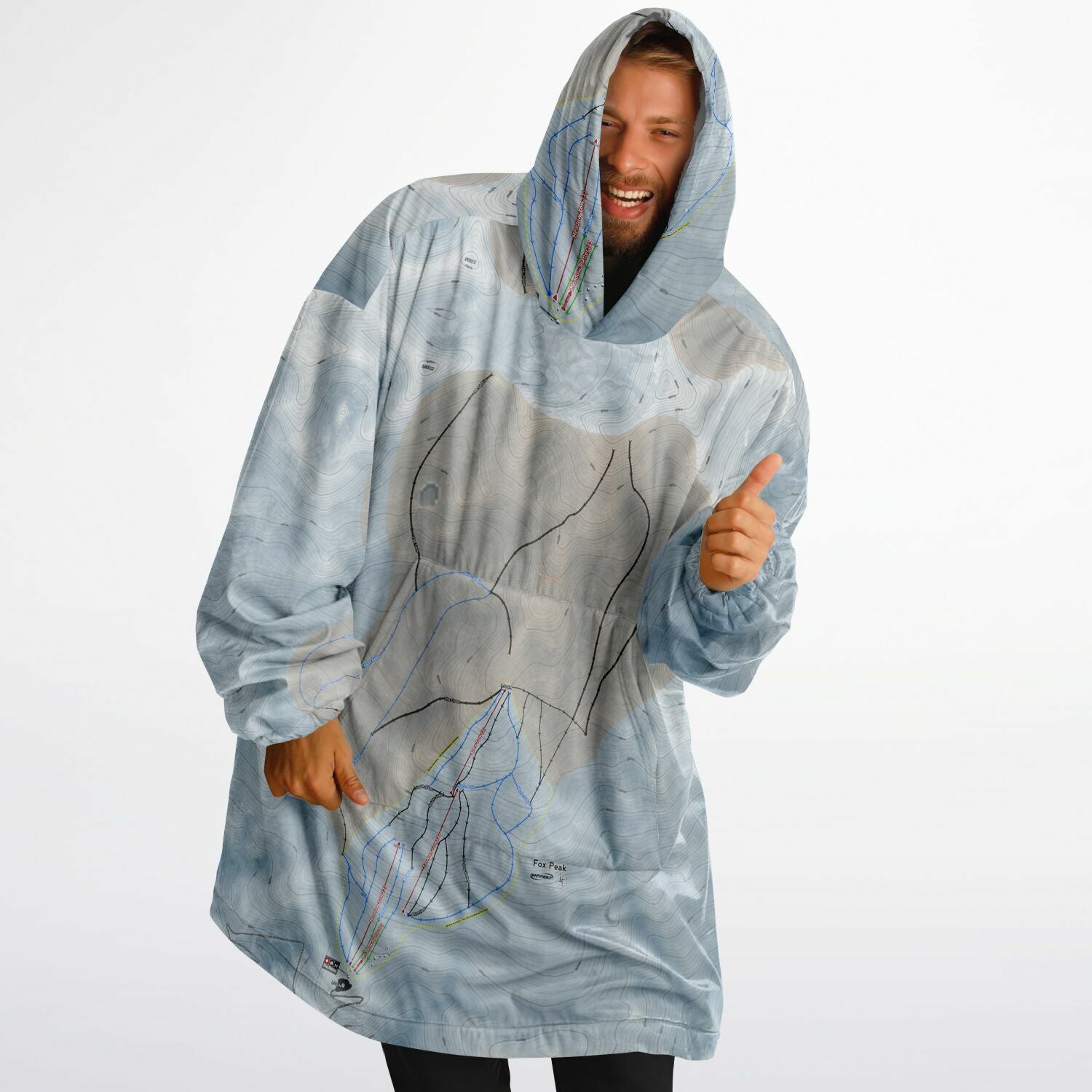 Fox Peak, New Zealand Ski Trail Map - Snug Hoodie - Powderaddicts