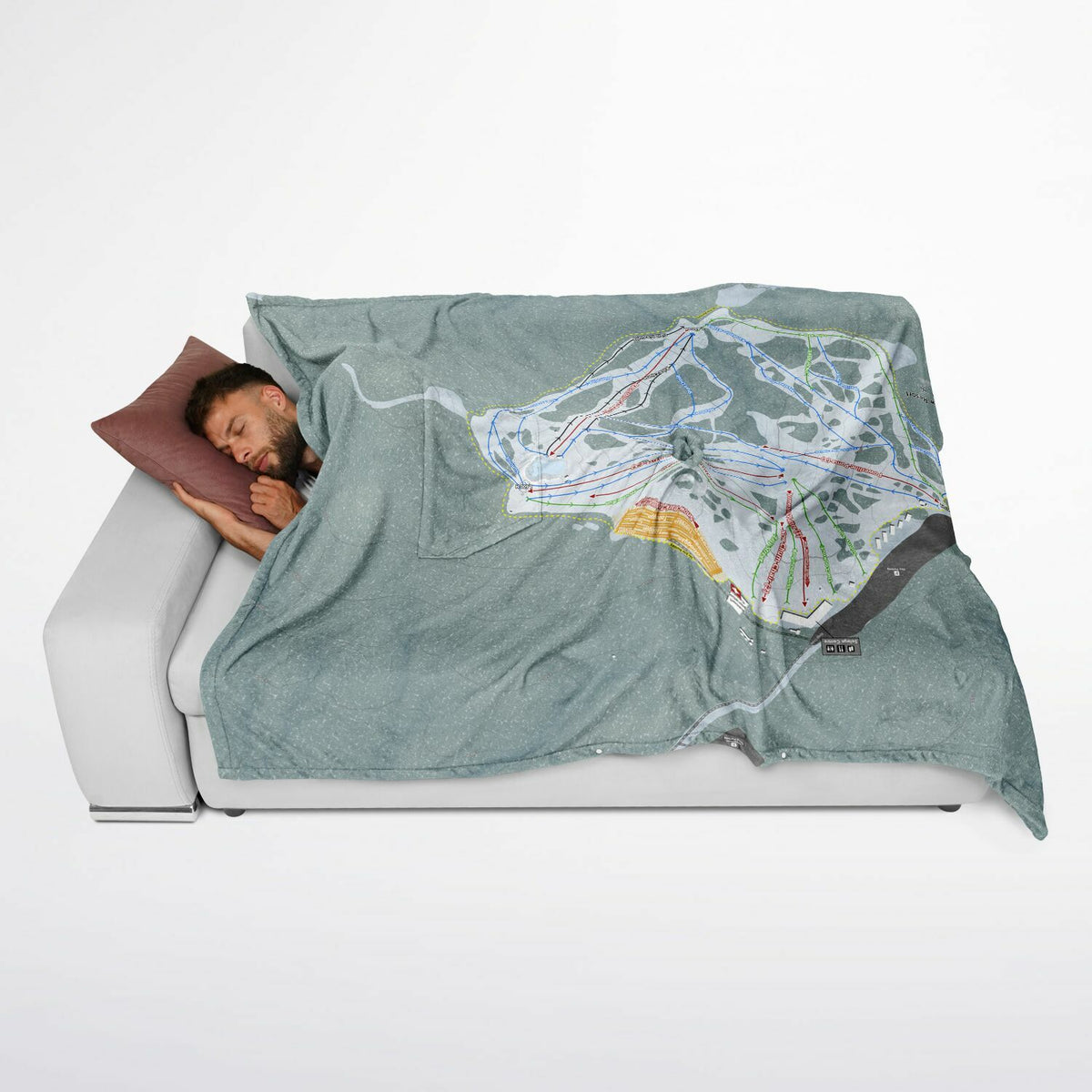 Selwyn Snow Resort, Australia Ski Resort Map Flannel Blanket Poncho