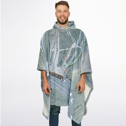 Whaleback Mountain, New Hampshire Ski Resort Map Flannel Blanket Poncho