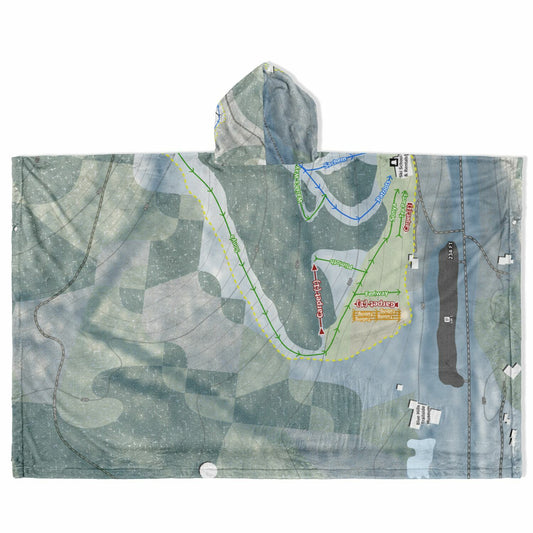 Blue Hills, Massachusetts Ski Resort Map Flannel Blanket Poncho