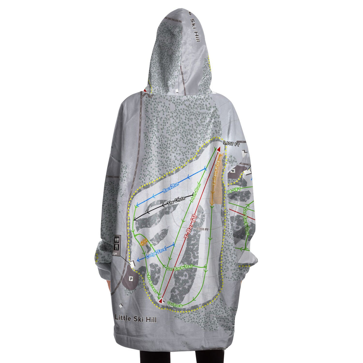 Little Ski Hill, Idaho Ski Trail Map Snug Hoodie