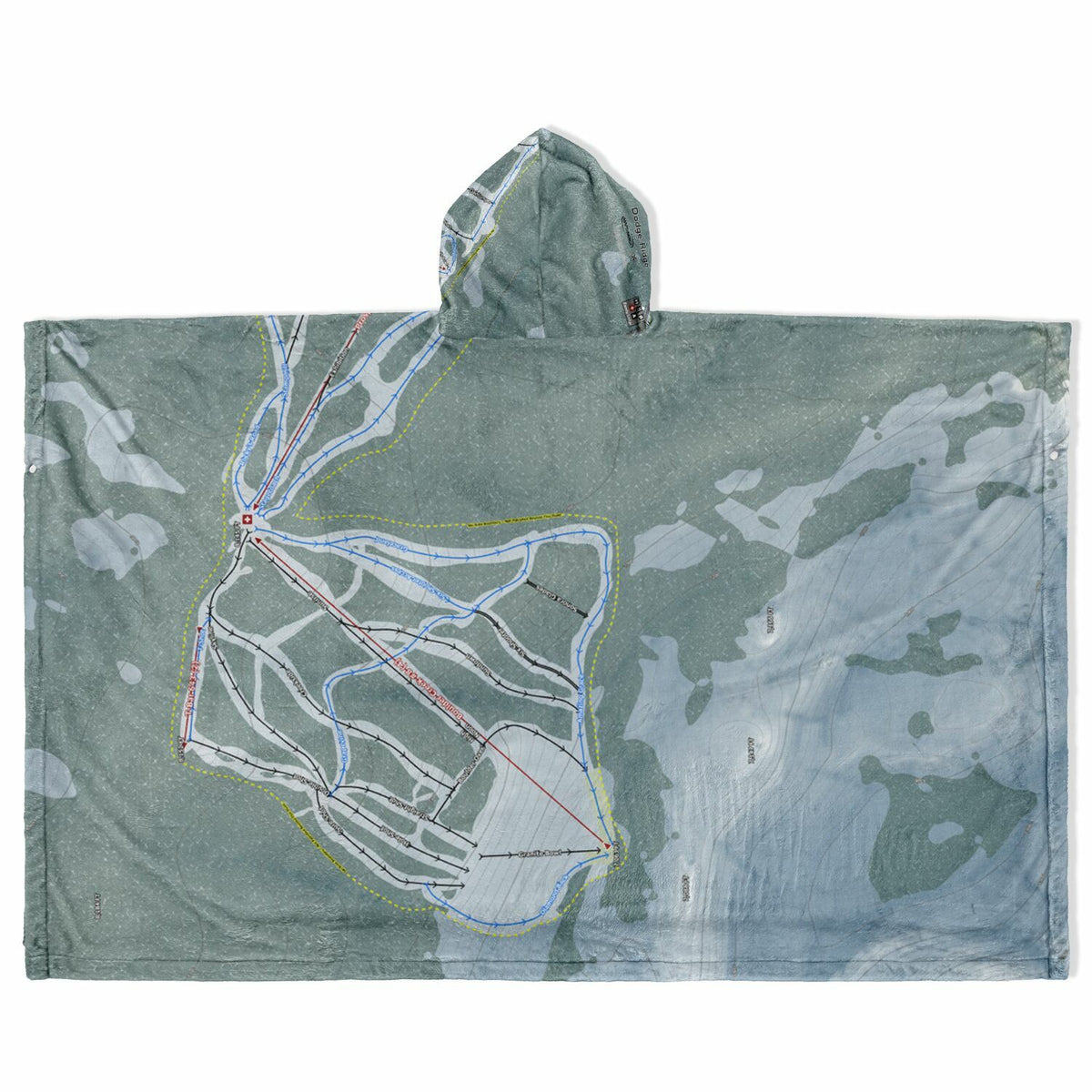 Dodge Ridge, California Ski Resort Map Flannel Blanket Poncho