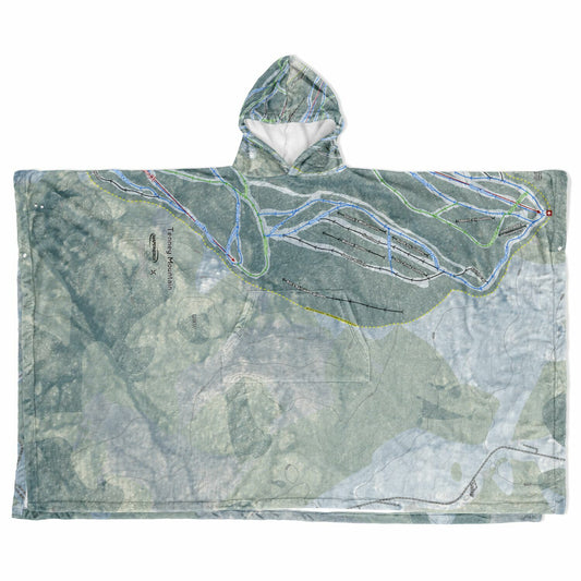 Tenney Mountain, New Hampshire Ski Resort Map Flannel Blanket Poncho