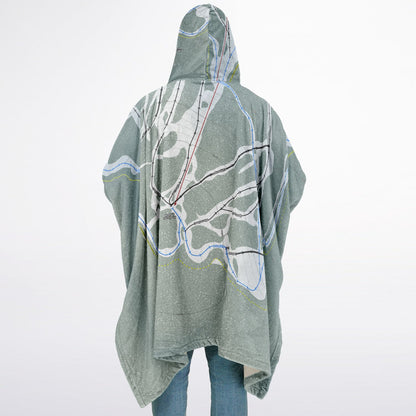 Harper Mountain, British Columbia Ski Resort Map Flannel Blanket Poncho