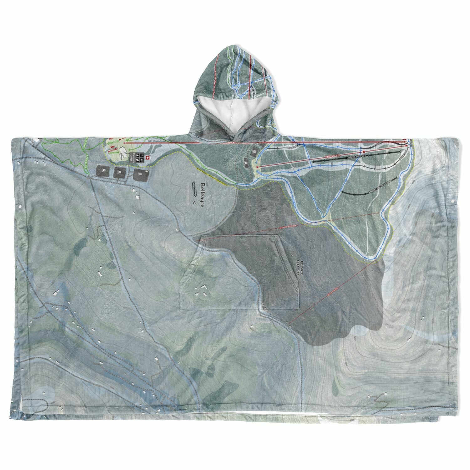 Belleayre, New York Ski Resort Map Flannel Blanket Poncho