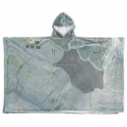 Belleayre, New York Ski Resort Map Flannel Blanket Poncho