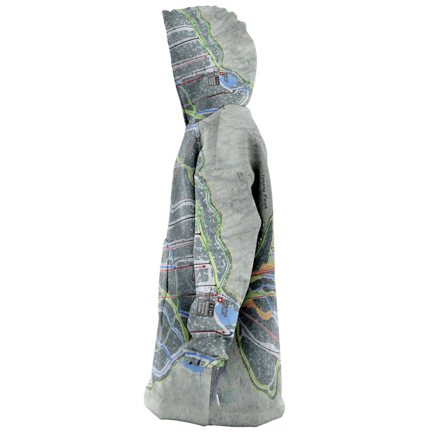 Jiminy Peak, Massachusetts Ski Trail Map Snug Hoodie