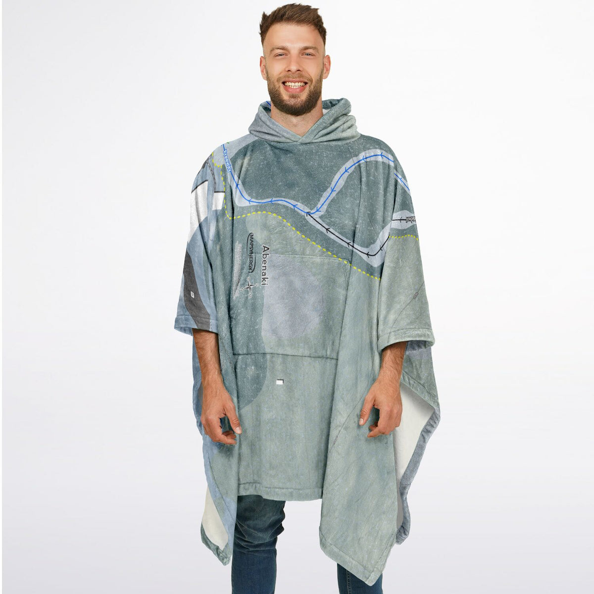 Abenaki, New Hampshire Ski Resort Map Flannel Blanket Poncho