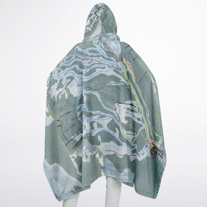 Mission Ridge, Washington Ski Resort Map Flannel Blanket Poncho