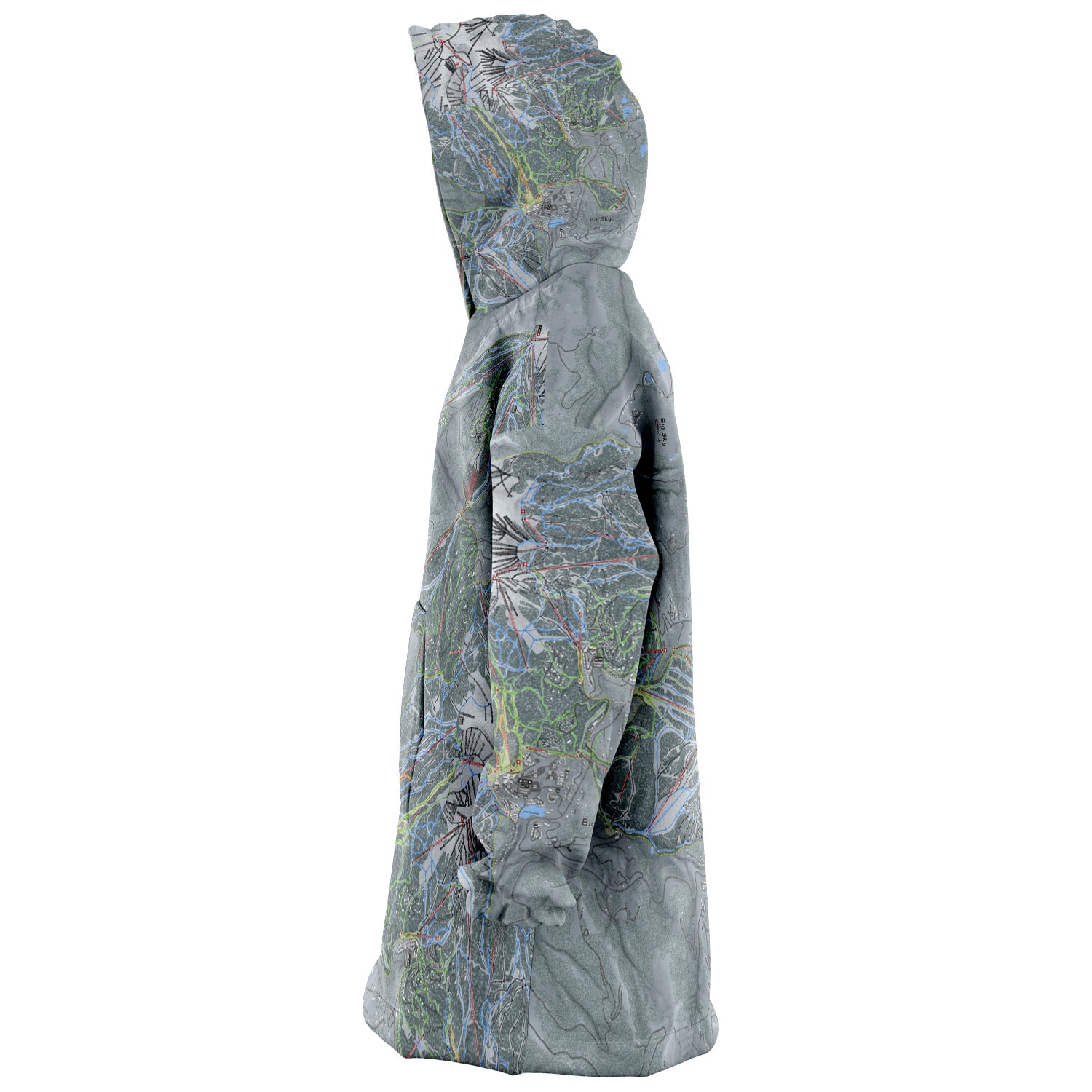 Big Sky Combo, Montana Ski Trail Map Snug Hoodie