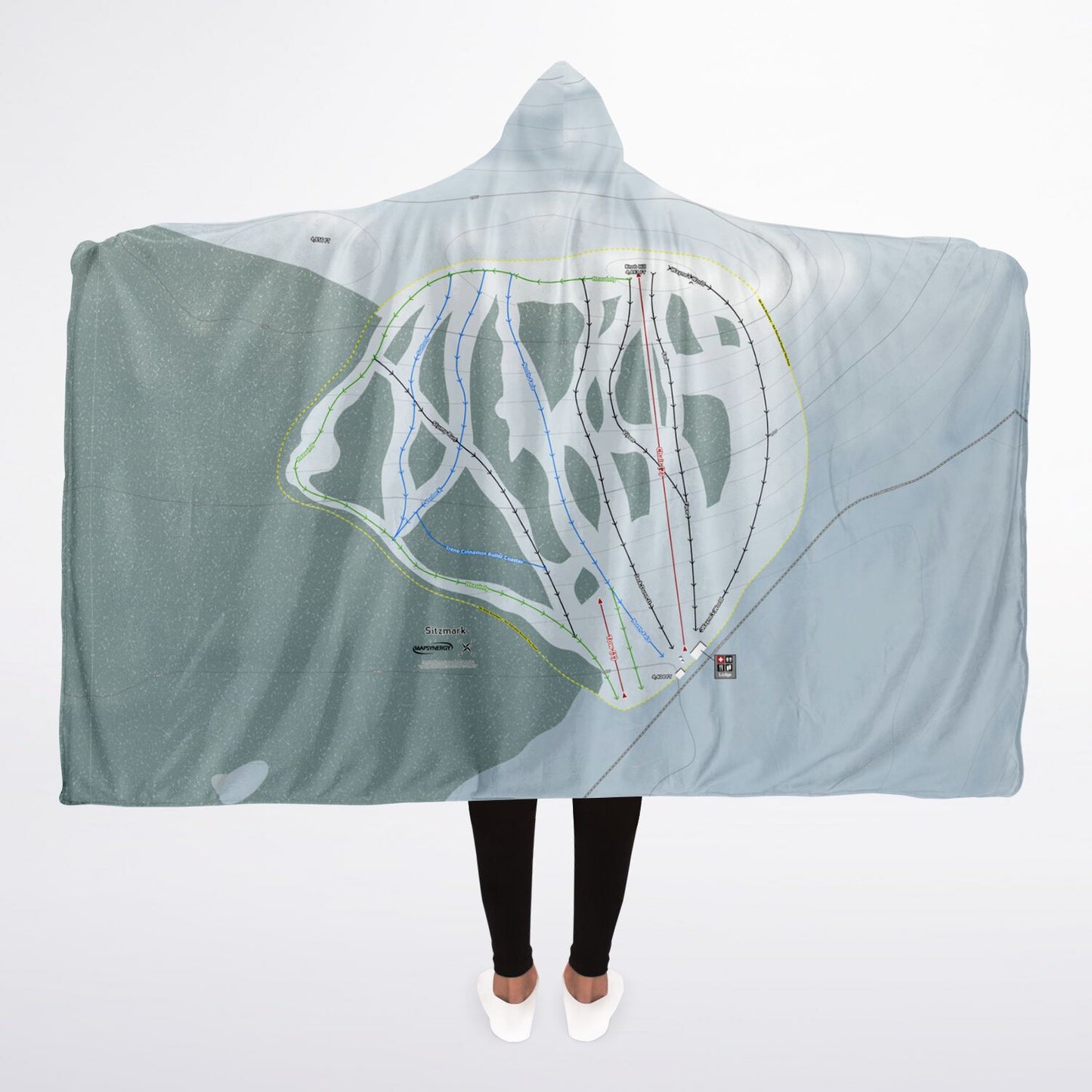 Sitz mark, Washington Ski Trail Map - Adult Hooded Blanket