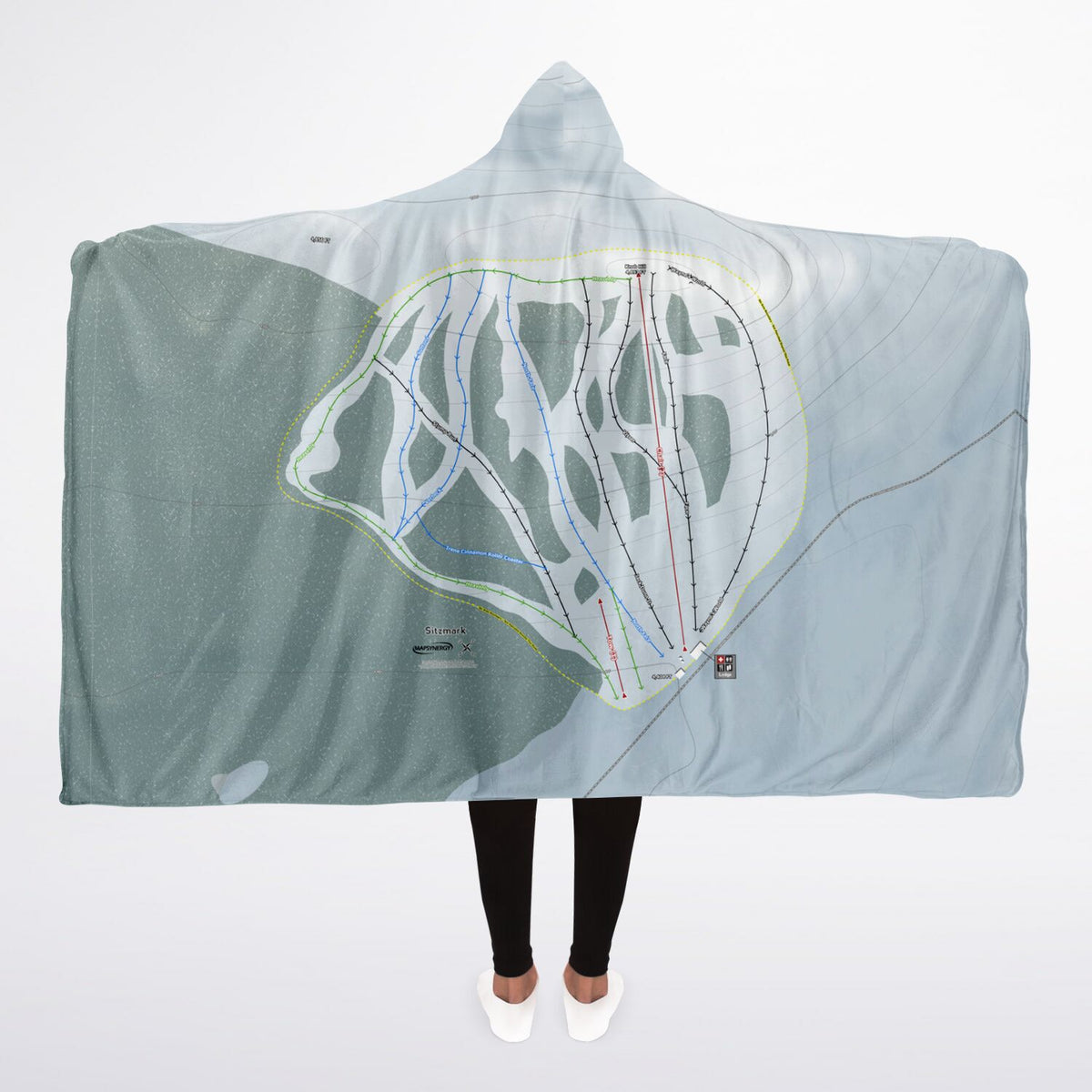 Sitz mark, Washington Ski Trail Map - Adult Hooded Blanket