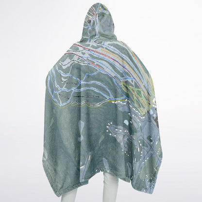 Cranmore Mountain, New Hampshire Ski Resort Map Flannel Blanket Poncho