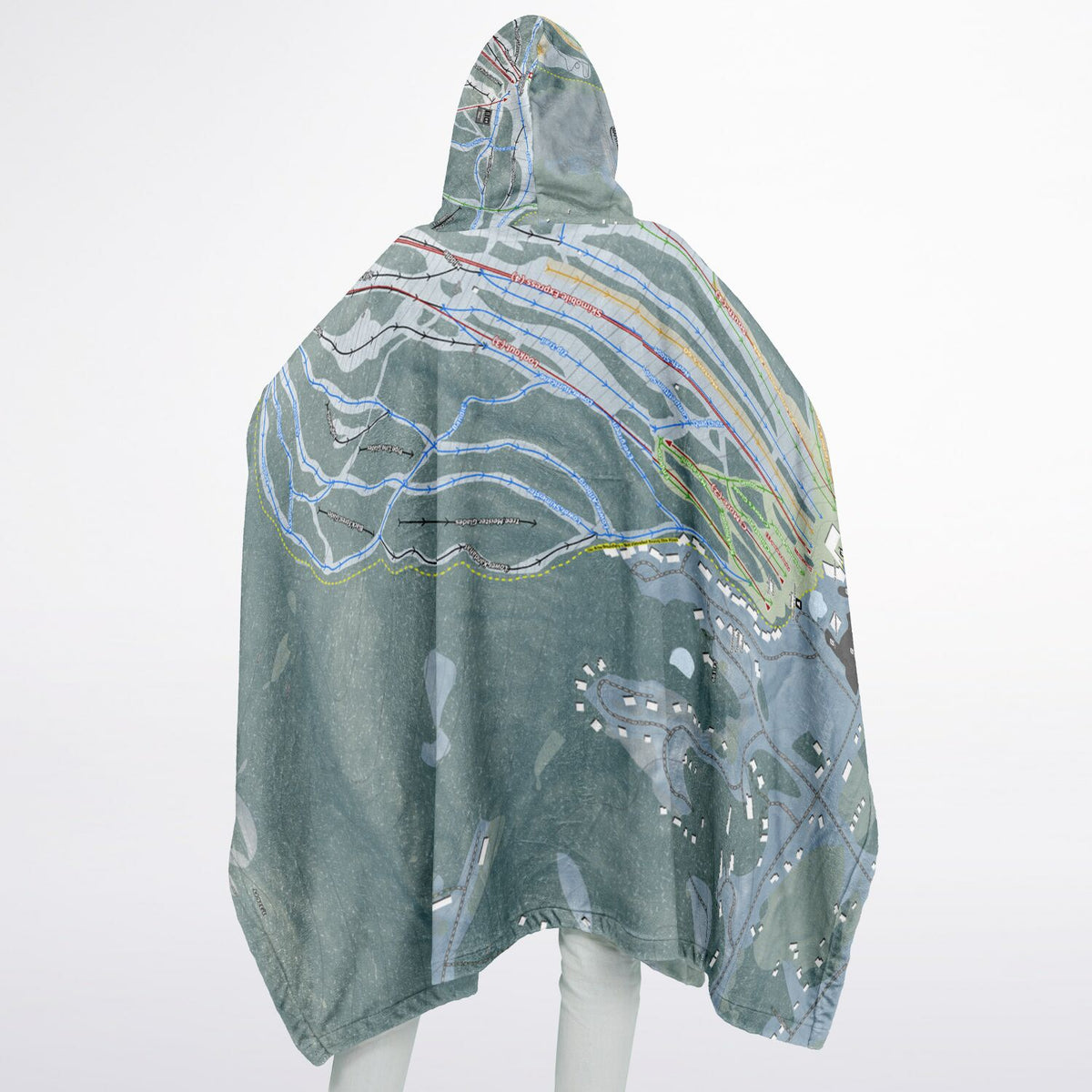 Cranmore Mountain, New Hampshire Ski Resort Map Flannel Blanket Poncho