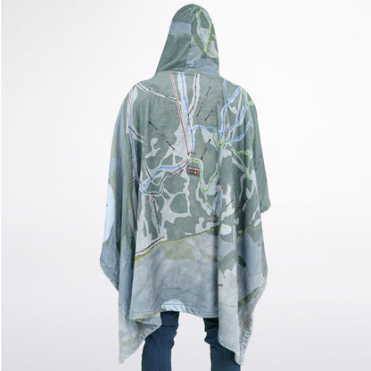 Eaglecrest, Alaska Ski Resort Map Flannel Blanket Poncho