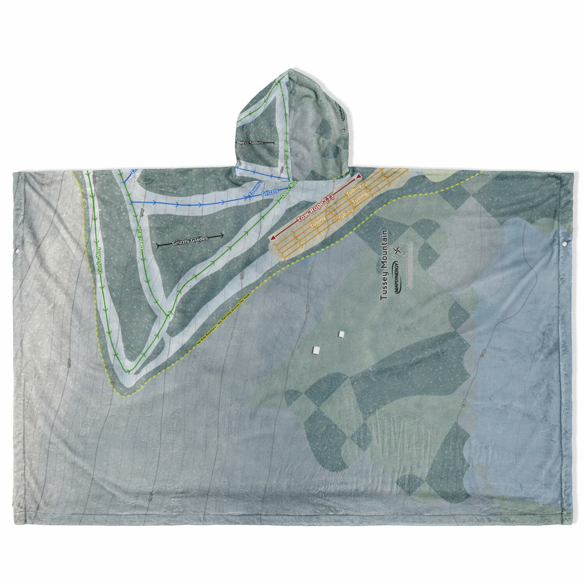 Tussey Mountain, Pennsylvania Ski Resort Map Flannel Blanket Poncho