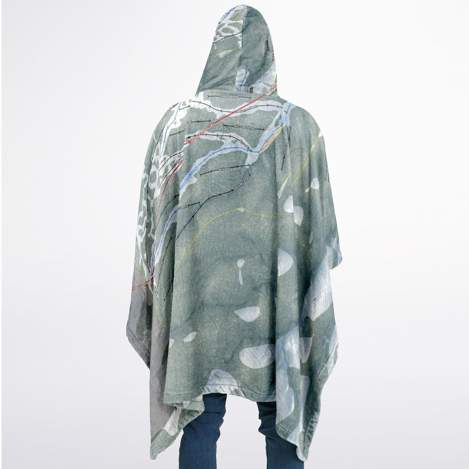 Diamond Peak, Nevada Ski Resort Map Flannel Blanket Poncho