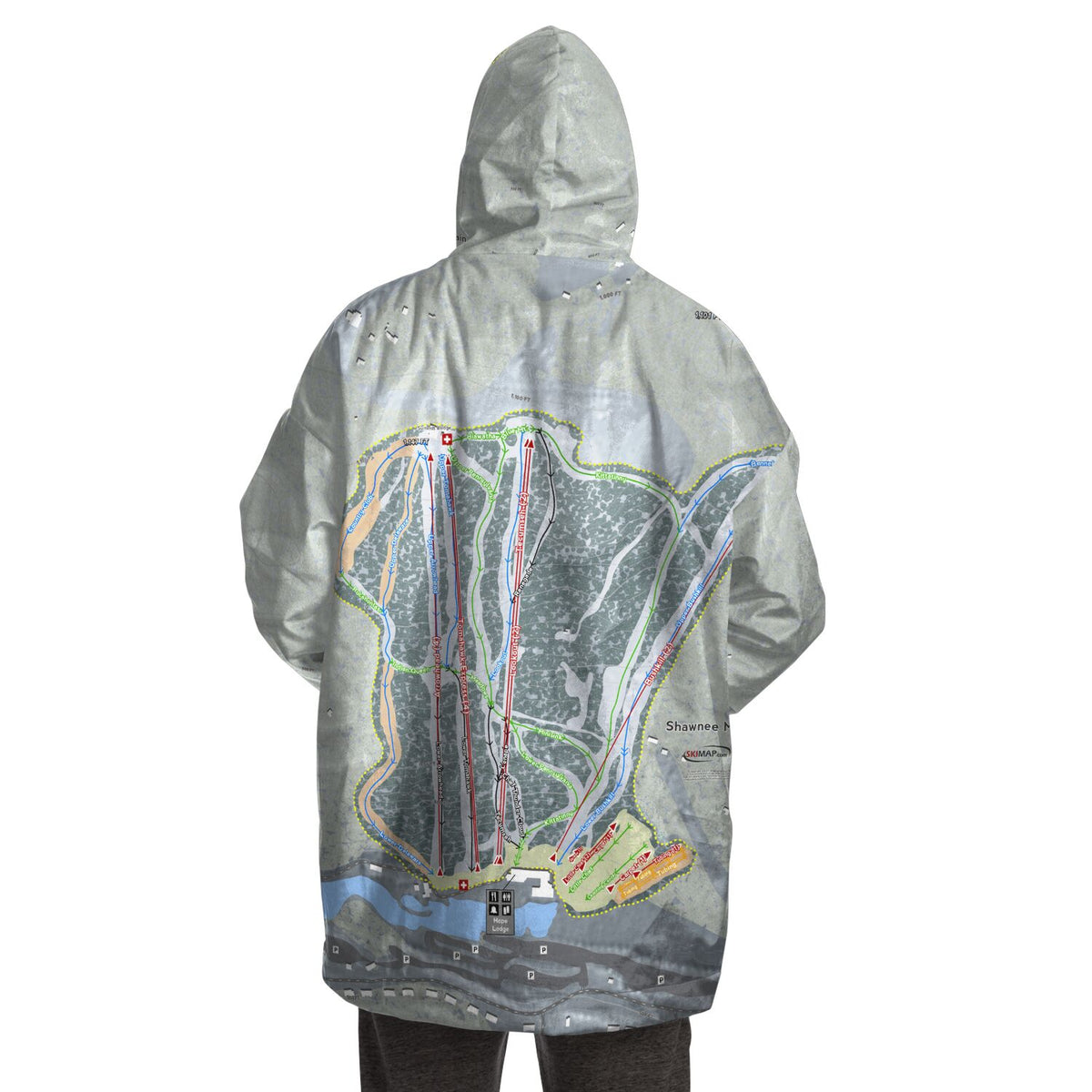 Shawnee Mountain, Pennsylvania Ski Trail Map Snug Hoodie