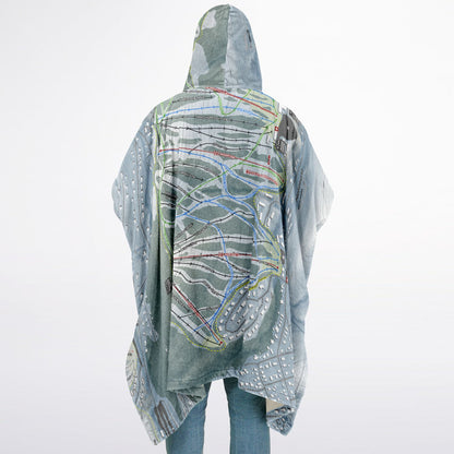 Holimont, New York Ski Resort Map Flannel Blanket Poncho