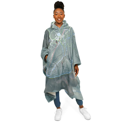 Silver Star, British Columbia Ski Resort Map Flannel Blanket Poncho