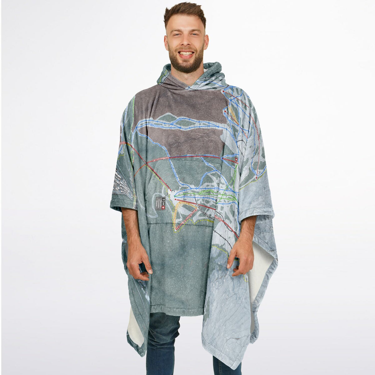 Thredbo, Australia Ski Resort Map Flannel Blanket Poncho
