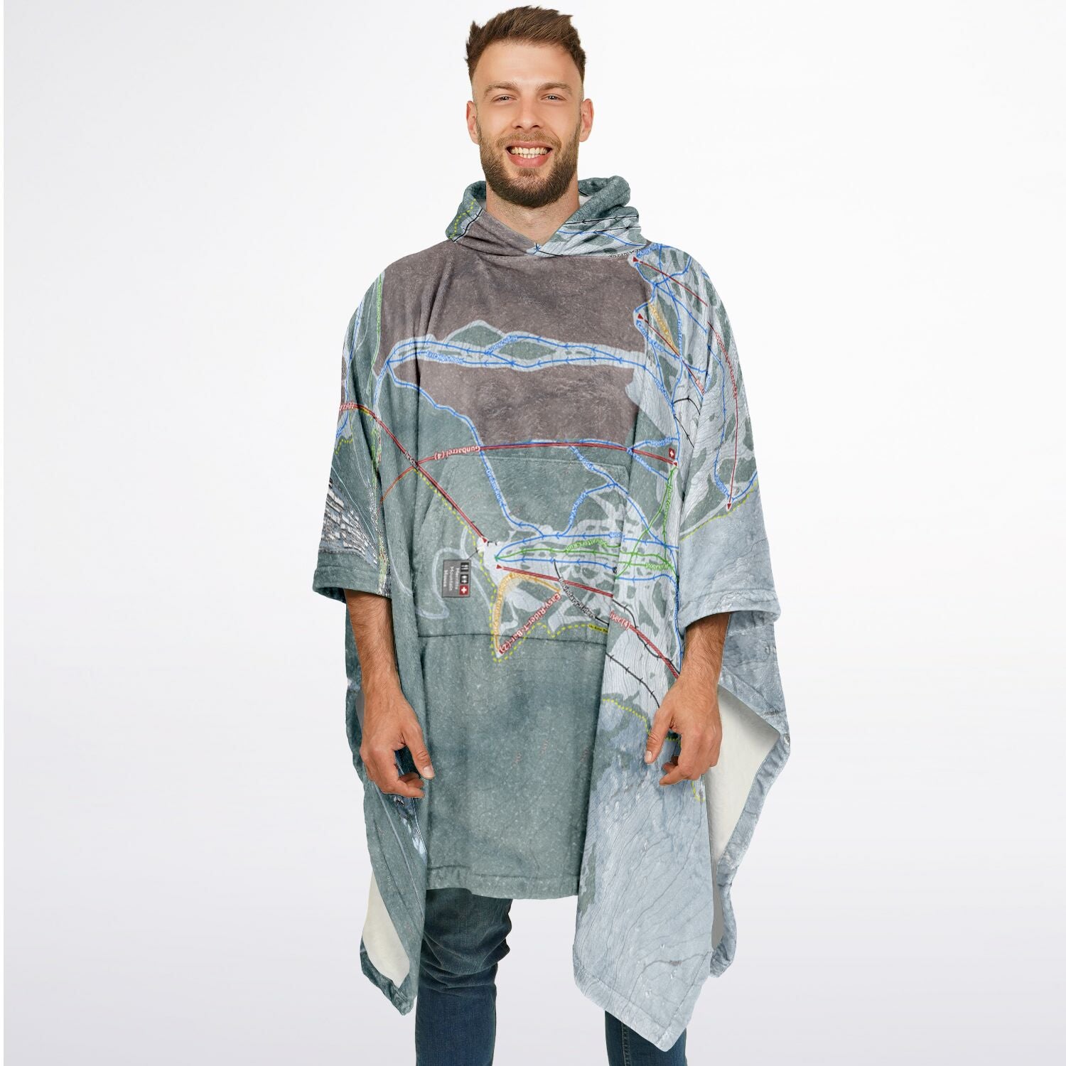 Thredbo, Australia Ski Resort Map Flannel Blanket Poncho