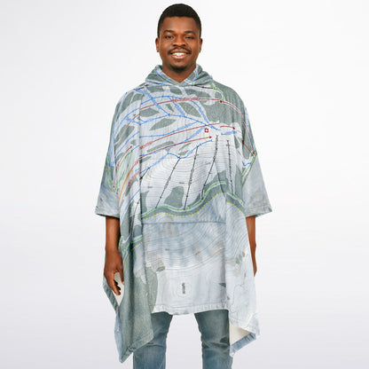 Kelly Canyon, Idaho Ski Resort Map Flannel Blanket Poncho