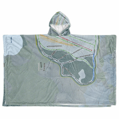 Hillberg, Alaska Ski Resort Map Flannel Blanket Poncho