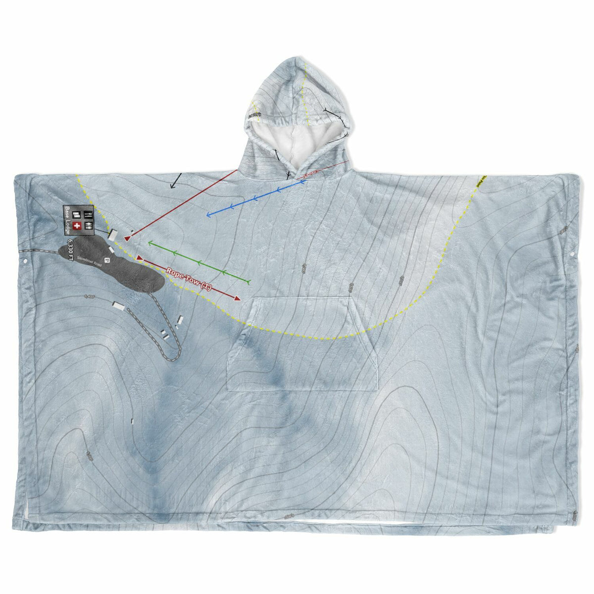Elko Snobowl, Nevada Ski Resort Map Flannel Blanket Poncho